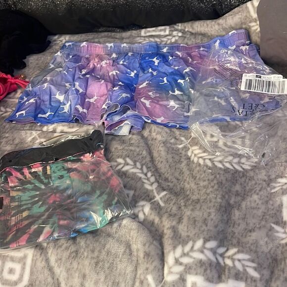 Lot of 2 xxl VS pink flannel boxy pajama shorts tie dye/ombre - Picture 2 of 4